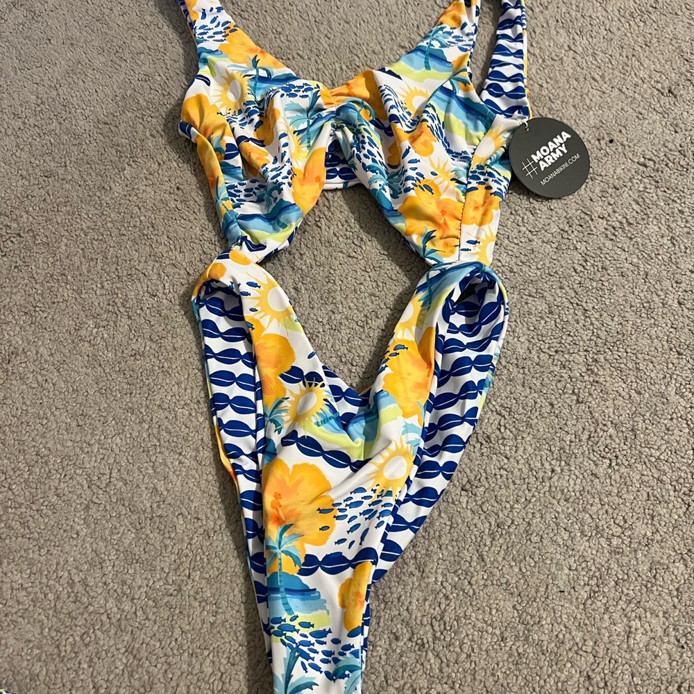Colorful Floral Cutout Swimsuit